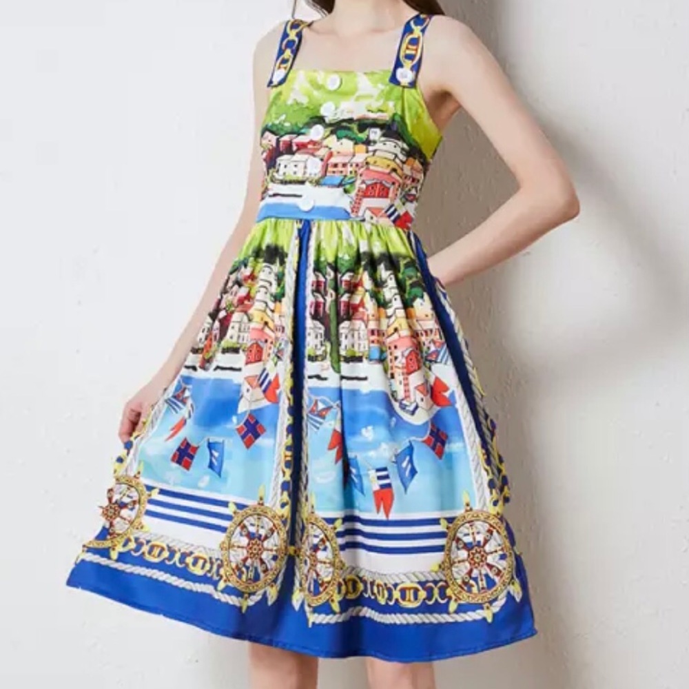 WOMEN SUNDRESS INSPIRED BY DOLCE GABBANA SIZE 8 or MEDIUM or 44. NEW!